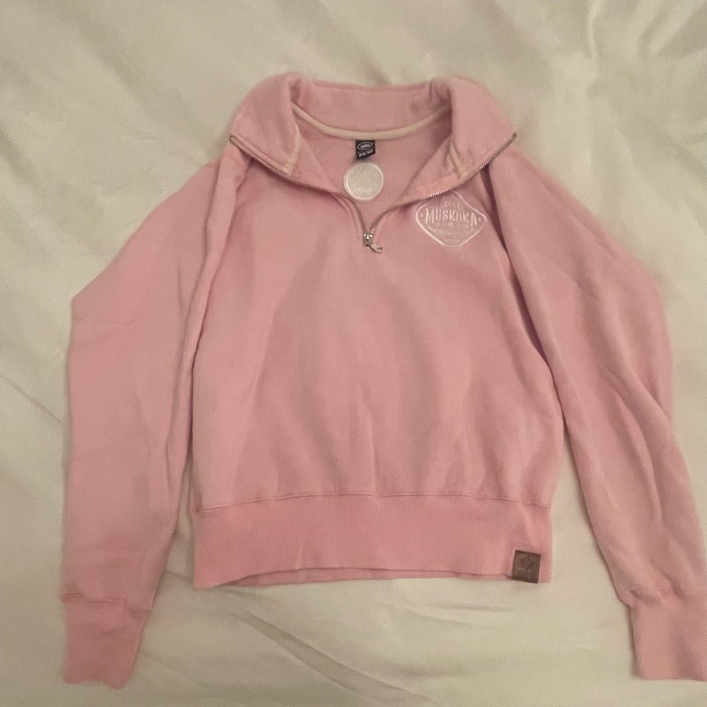 Muskoka bear wear quarter zip pink sweater